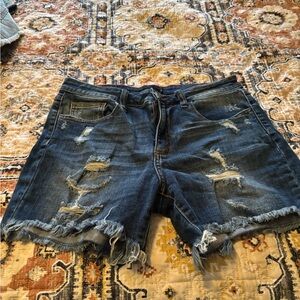 Cello Blue Jean Shorts Distressed Frayed Hem